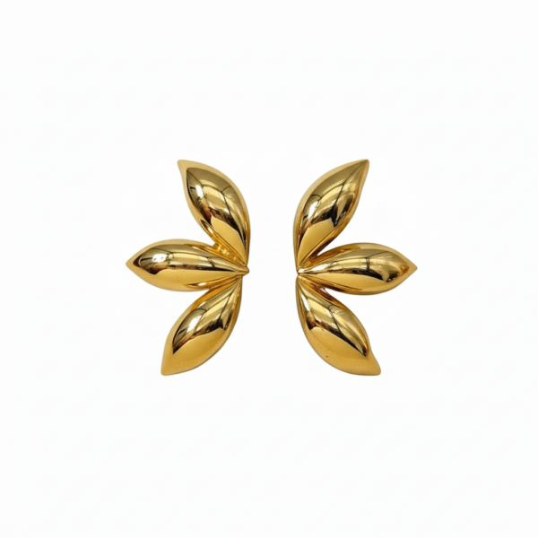 Gold Bay Leaf Cluster Chic Earrings