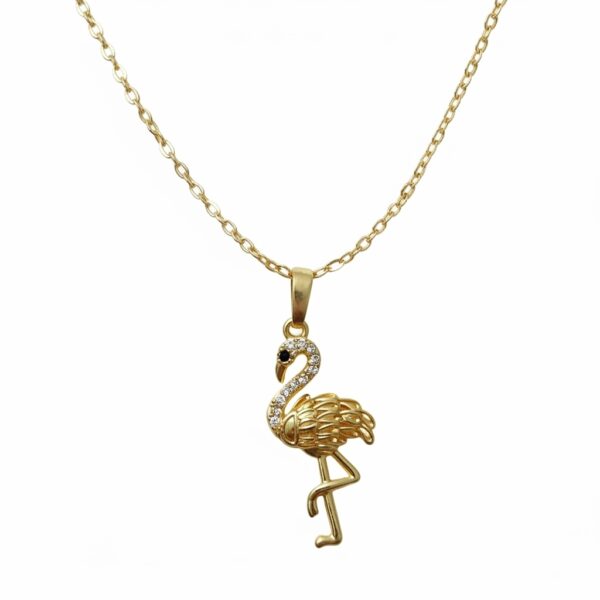 Golden Flamingo Pendant Necklace
