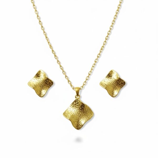 Square Shape Pendant Necklace & Earrings Set
