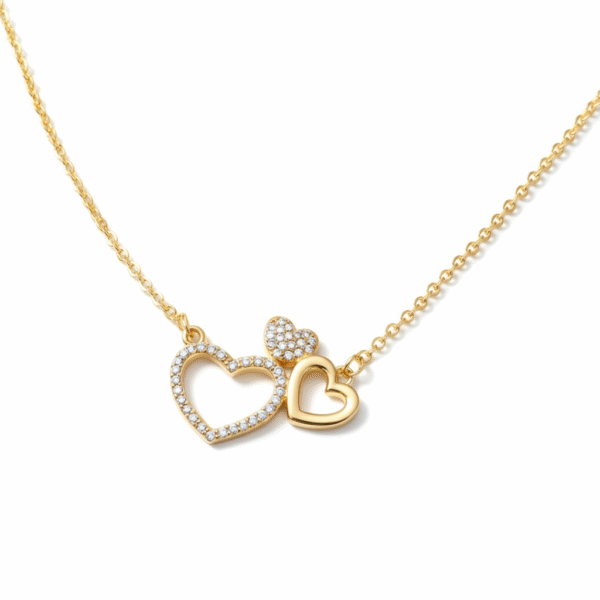 Triple Heart Gold Plated Necklace